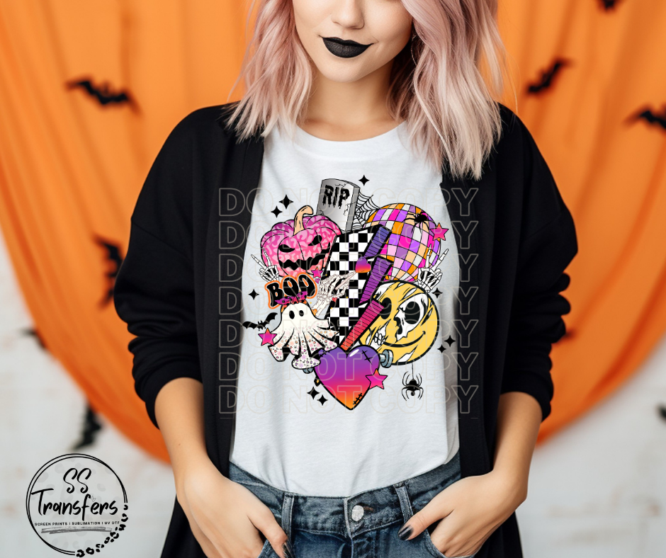 Checkered Lightening Bolt Halloween (pocket included) DTF Transfer