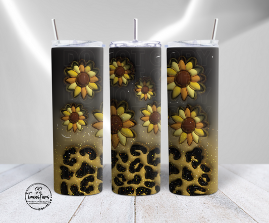 Inflated Sunflower Leopard Sub Tumbler Transfer