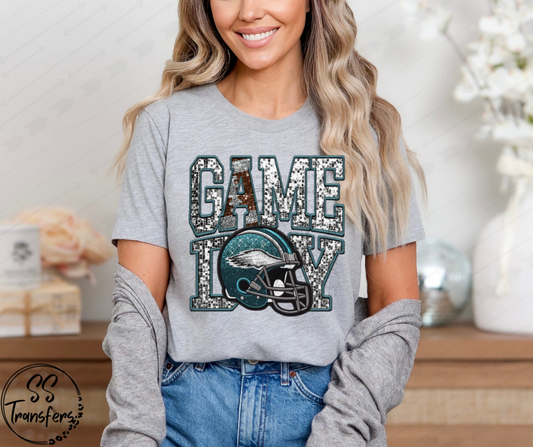 Gameday Faux Embroidered/Glitter Eagles DTF Transfer