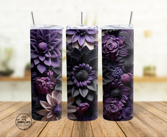 3D Purple Flowers Sub Tumbler Transfer