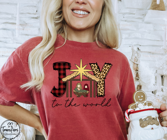 Joy To The World Plaid DTF Transfer