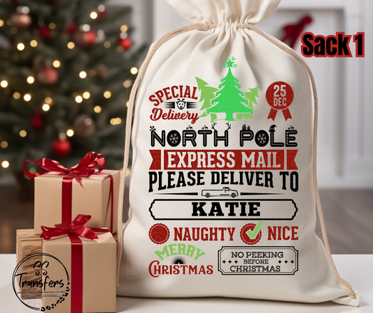 Custom Name Santa Sacks (Multiple Options) DTF Transfer