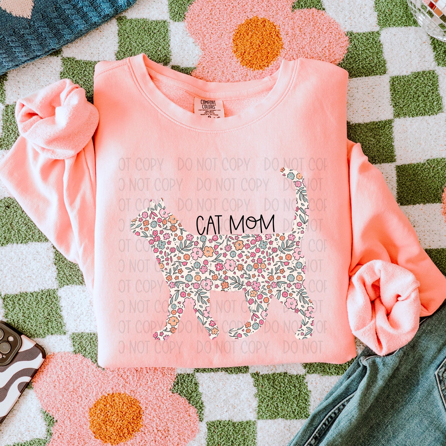 Cat Mom Floral (Multiple Choices) DTF Transfer