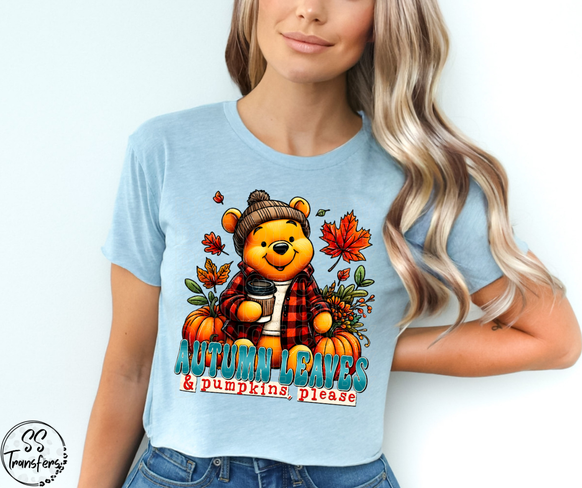 Autumn Leaves Bear DTF Transfer