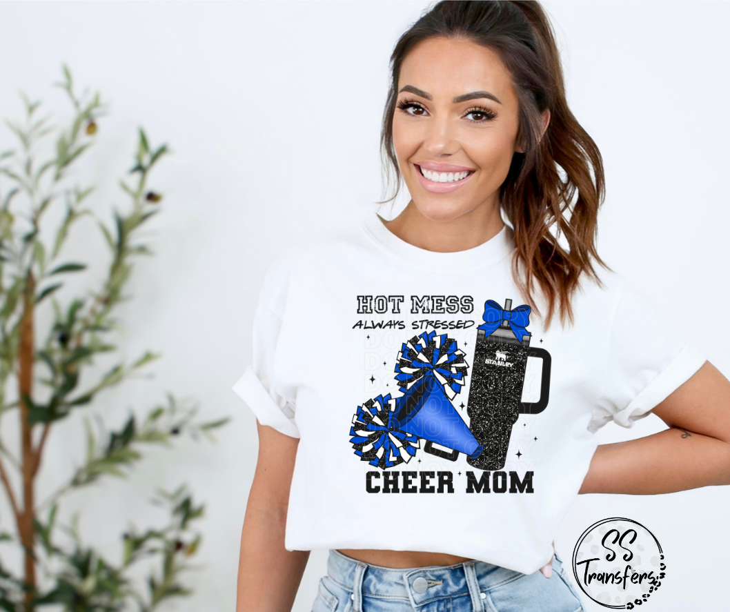 Hot Mess Cheer Mom (Multiple Color Combos) DTF Transfer