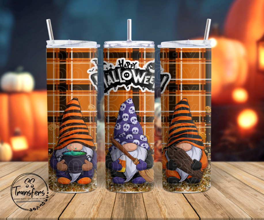 Happy Halloween Plaid Gnomes Sub Tumbler Transfer