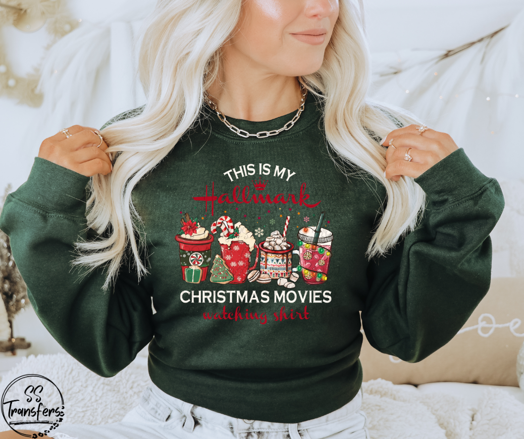 Christmas Movie Watching Shirt DTF Transfer