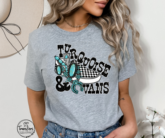 Turquoise and Vans DTF Transfer