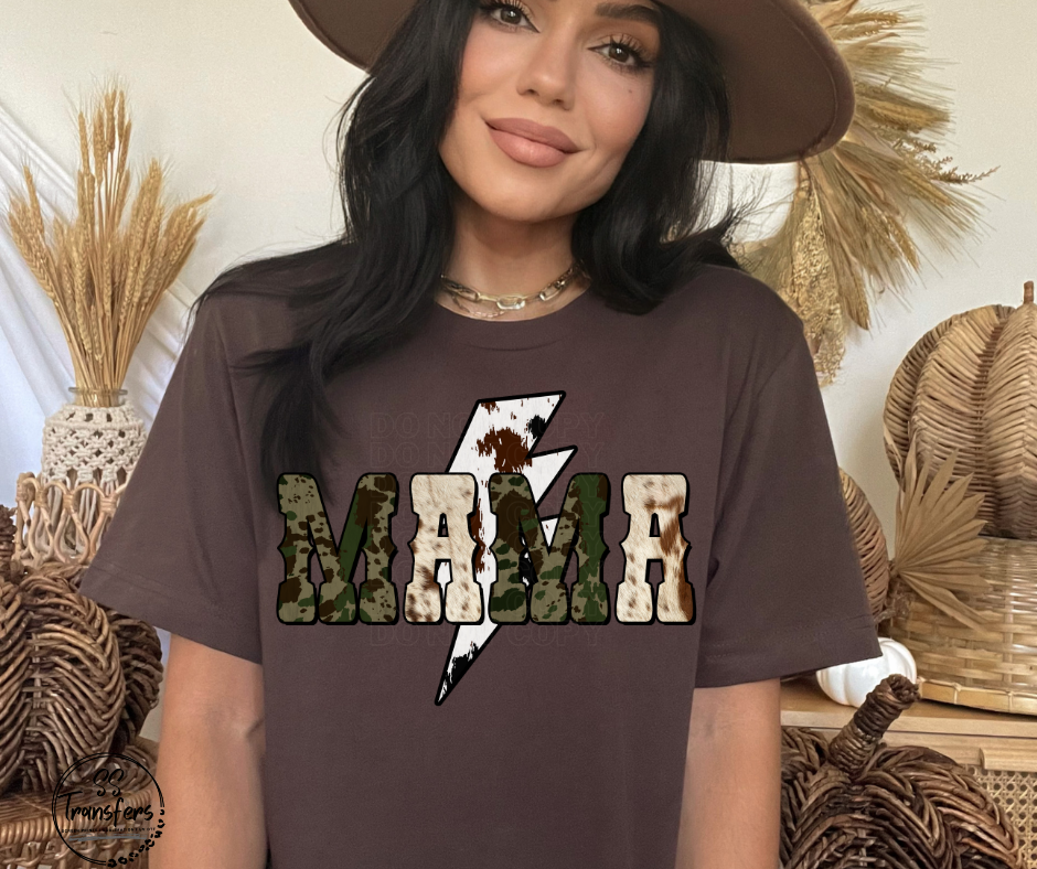 Mama Cowhide and Camo DTF Transfer