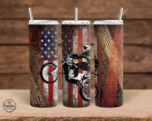 Patriotic Dirt Bike Sub Tumbler Transfer