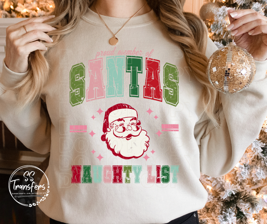 Santa's Naughty List DTF Transfer