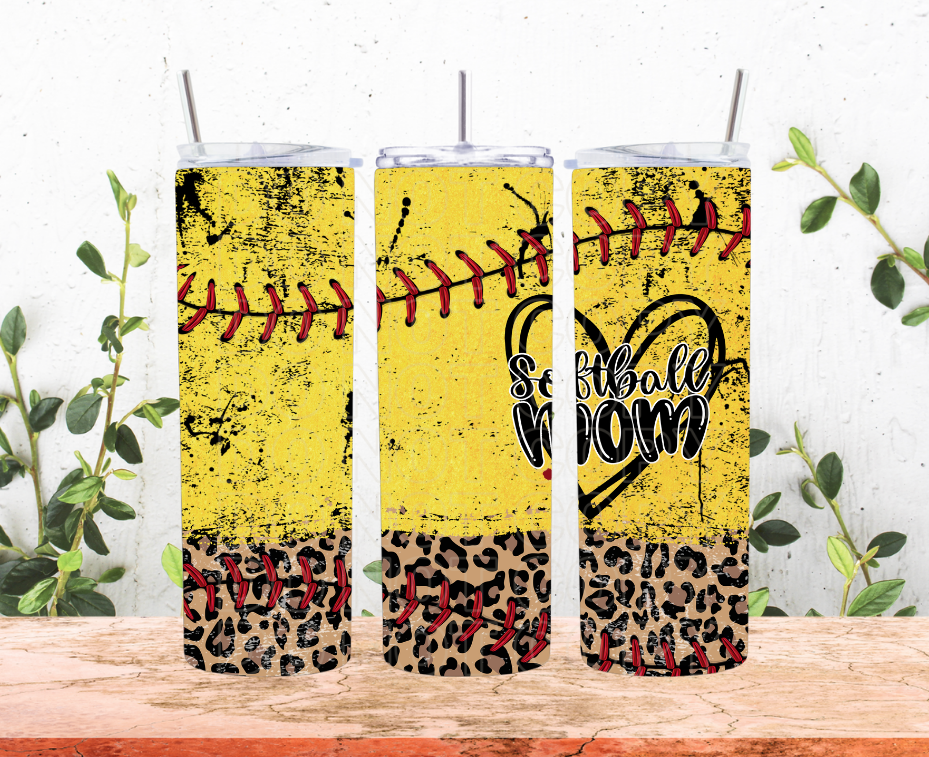 Leopard Distressed Softball Mom Sub Tumbler Transfer