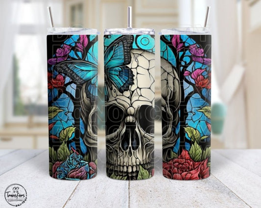 Stained Glass Skull Butterfly Sub Tumbler Transfer