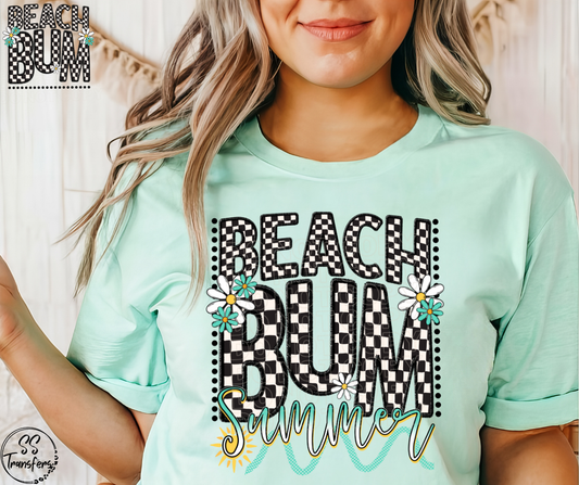 Beach Bum Summer Faux Embroidered (pocket included) DTF Transfer