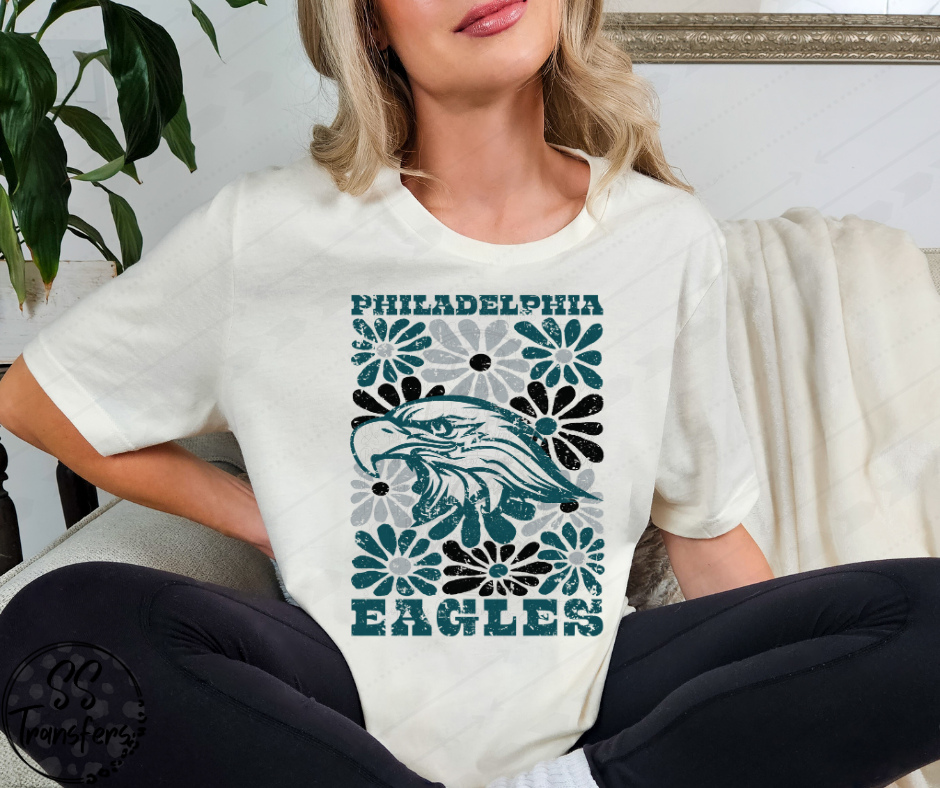 Eagles Groovy Floral DTF Transfer