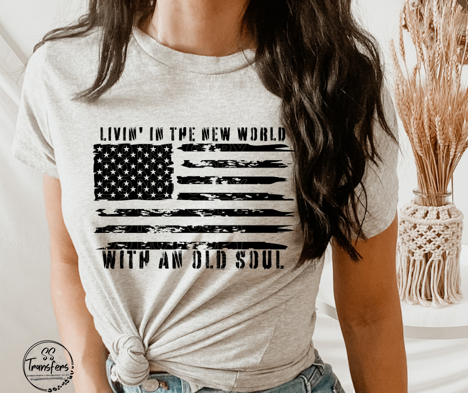 Old Soul Distressed Flag DTF Transfer