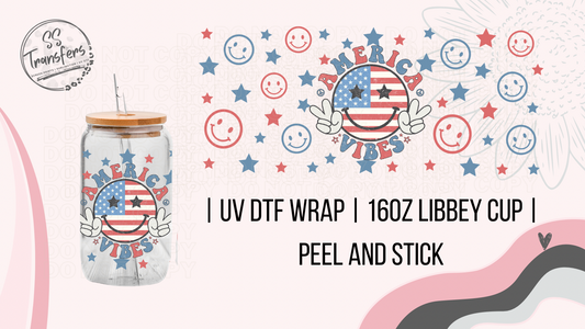 America Vibes w/ Flag Smiley Libbey UV Wrap