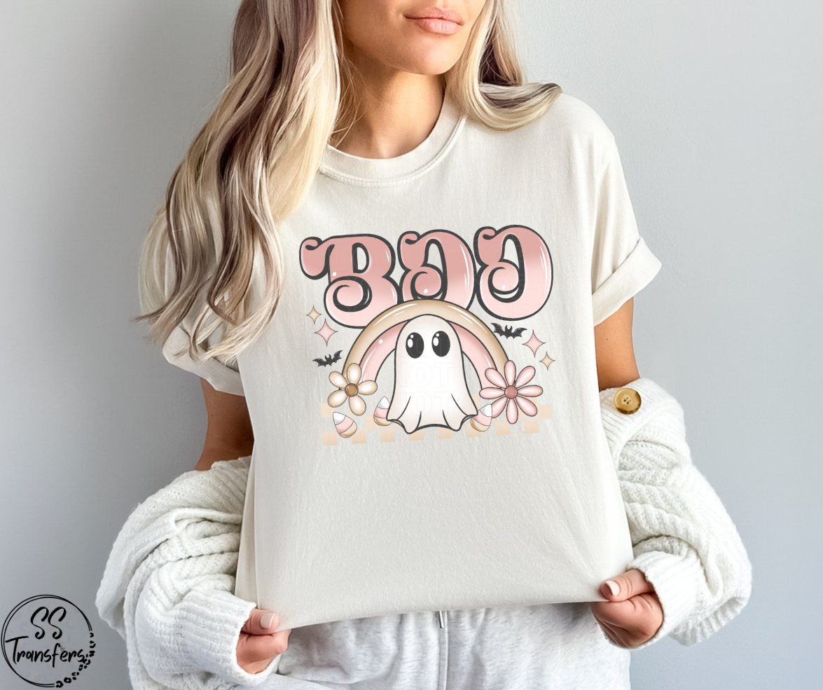 Boo Ghost Checkered DTF Transfer