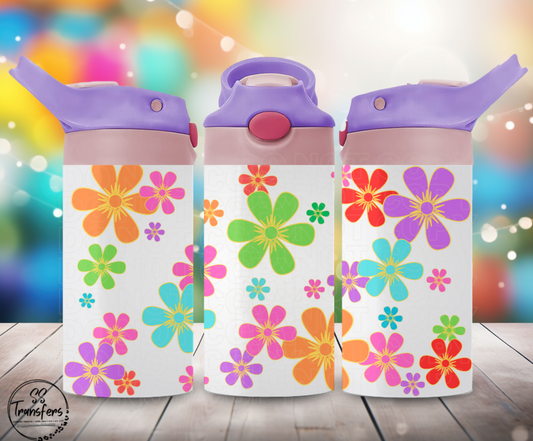 Colorful Flowers 12oz Sippy/Flip Top Tumbler UV Wrap