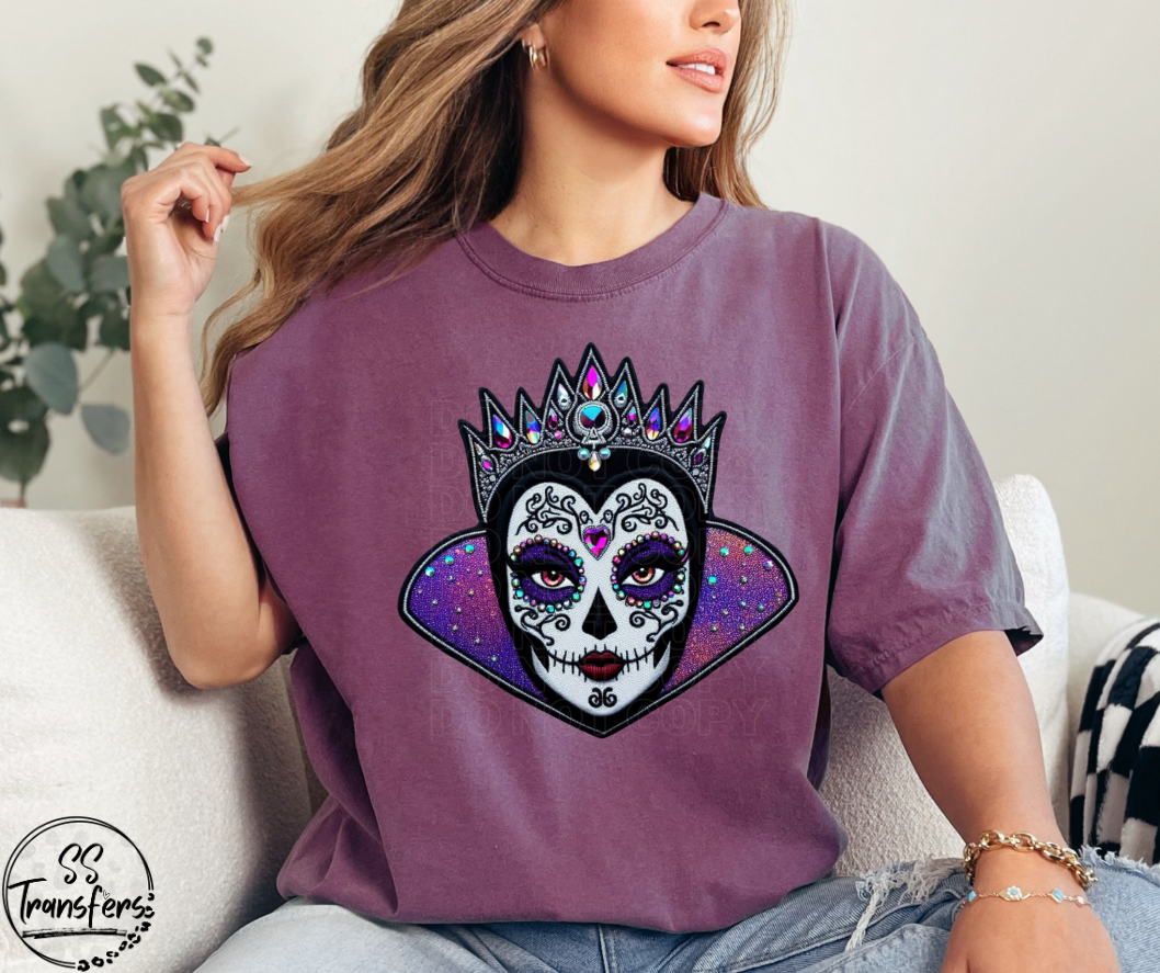 Princess Sugar Skulls Faux Embroidered (Multiple Choices) DTF Transfer