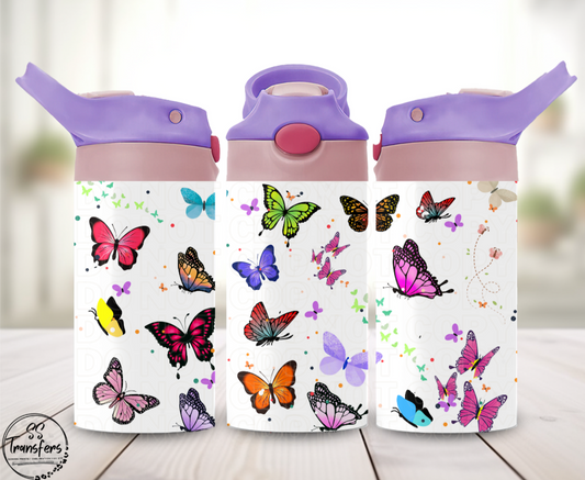 Butterflies 12oz Sippy/Flip Top Tumbler UV Wrap