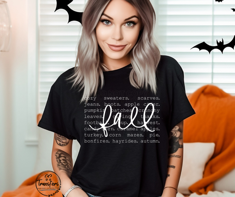 Fall Words (Two Color Options) DTF Transfer