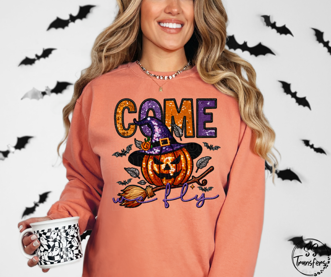 Come We Fly Faux Sequins DTF Transfer