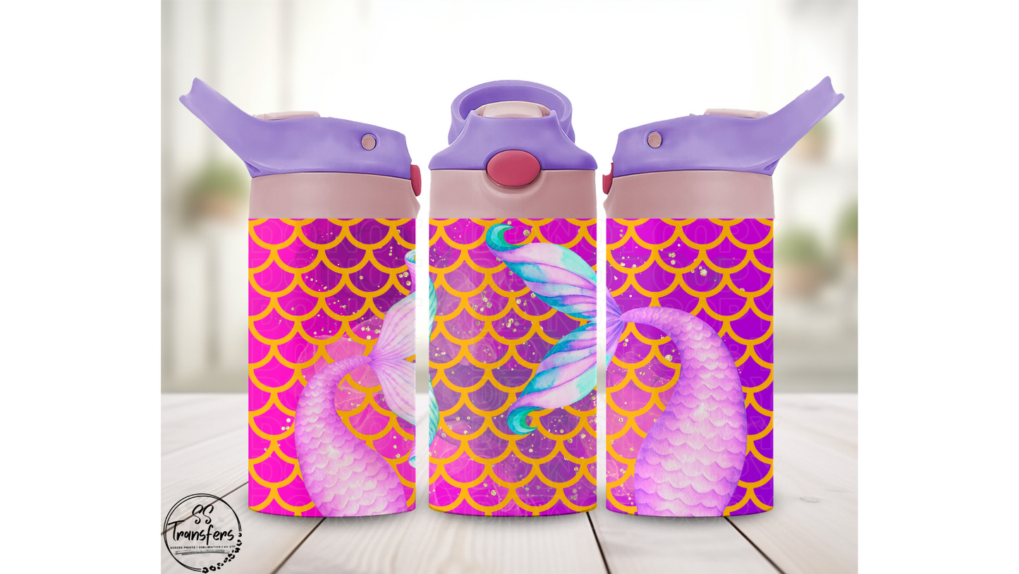Mermaid Tails 12oz Sippy/Flip Top Tumbler Sublimation Transfer
