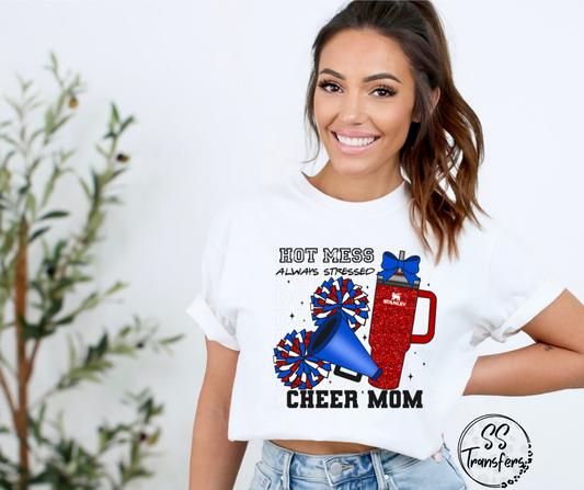 Hot Mess Cheer Mom (Multiple Color Combos) DTF Transfer