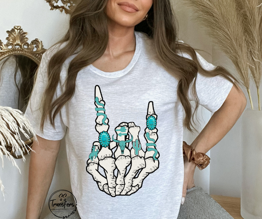 Turquoise Jewelry Skellie Hand DTF Transfer
