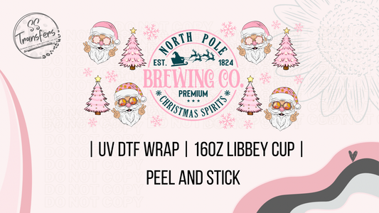 Pink Santa North Pole Libbey UV Wrap