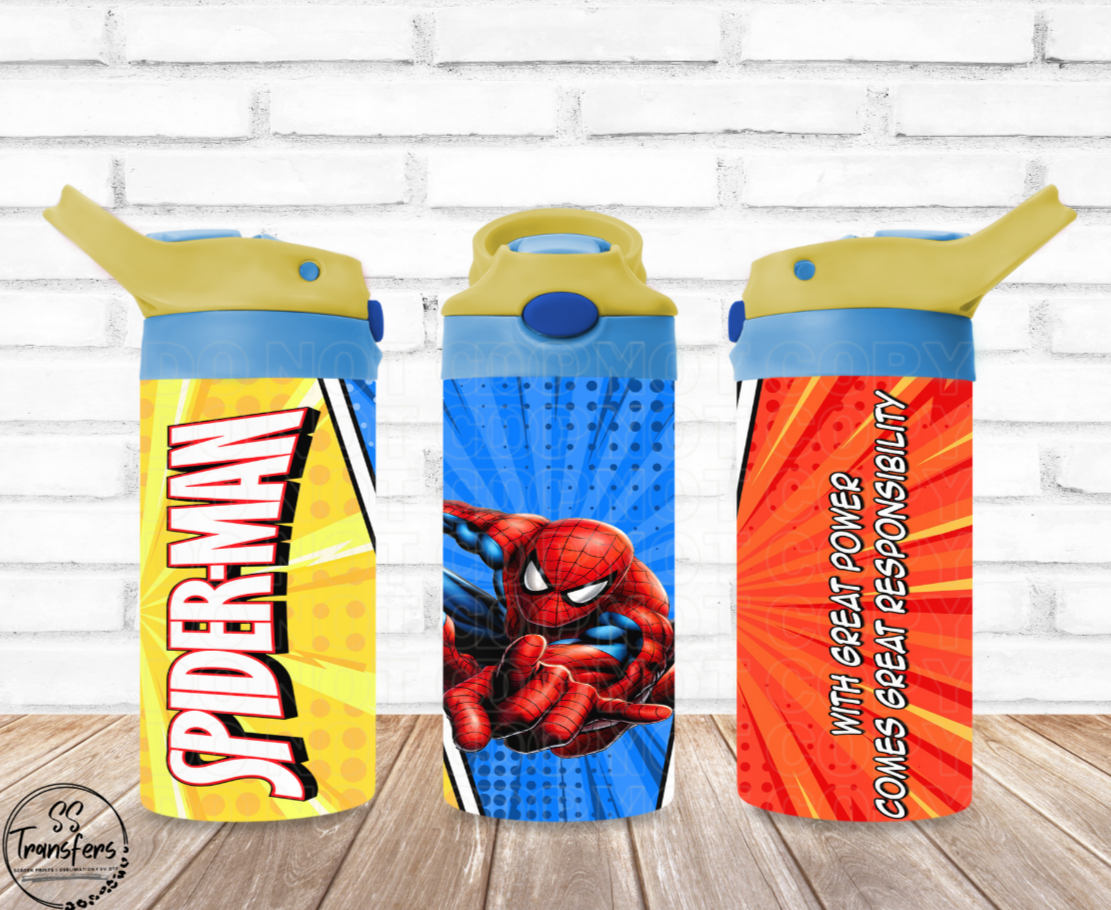 With Great Power Comes Great Responsibility 12oz Sippy/Flip Top Tumbler UV Wrap