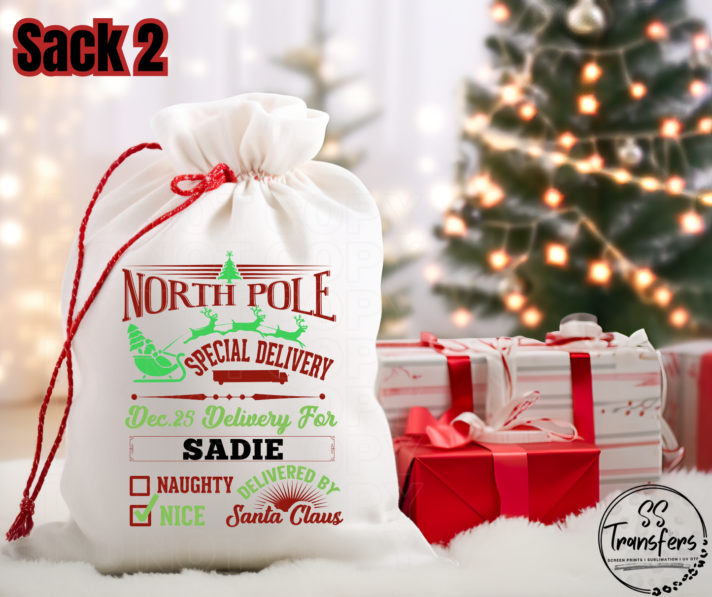 Custom Name Santa Sacks (Multiple Options) DTF Transfer