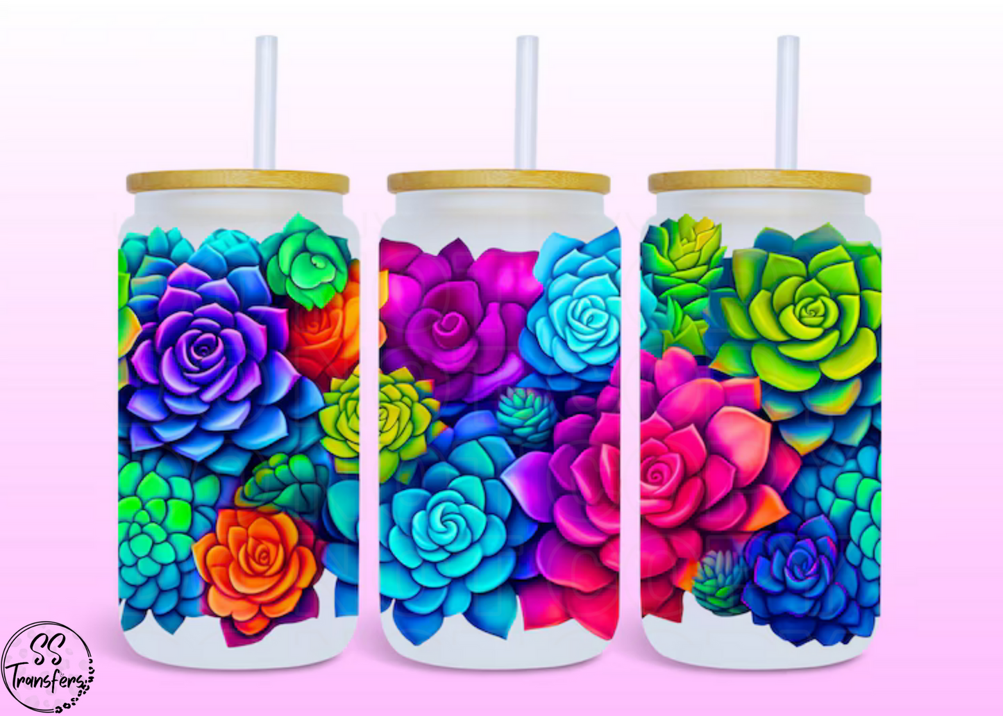 Colorful Succulents Libbey UV Wrap