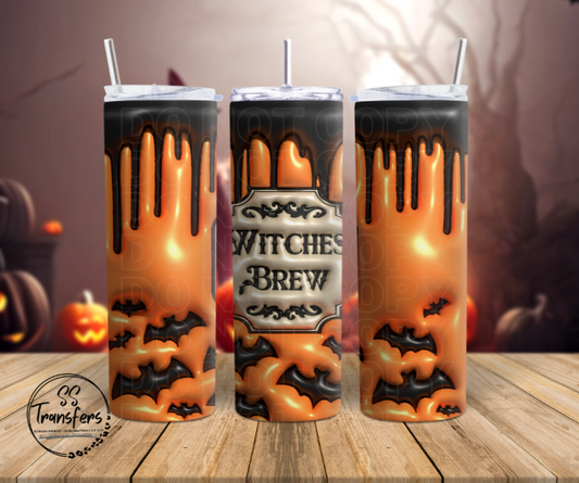Inflated Witches Brew Drips and Bats Sub Tumbler Transfer