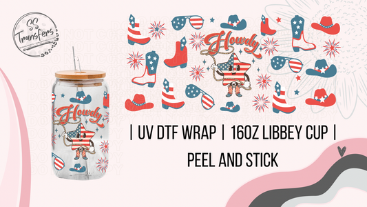 Howdy Patriotic Boots and Hats Libbey UV Wrap