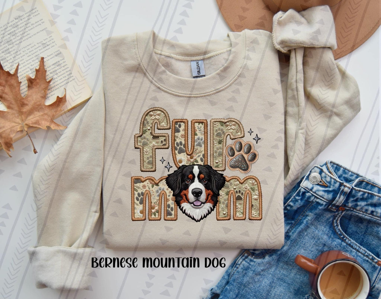 Fur Mom Dogs Faux Embroidered (Multiple Breed Choices) DTF Transfer