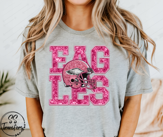 Pink Faux Embroidered Eagles DTF Transfer