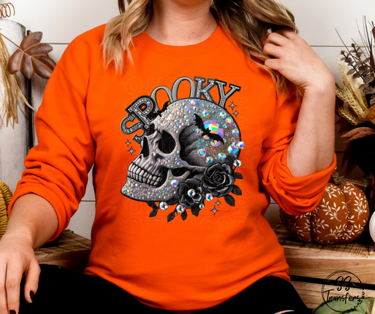 Spooky Skull Faux Rhinestones DTF Transfer