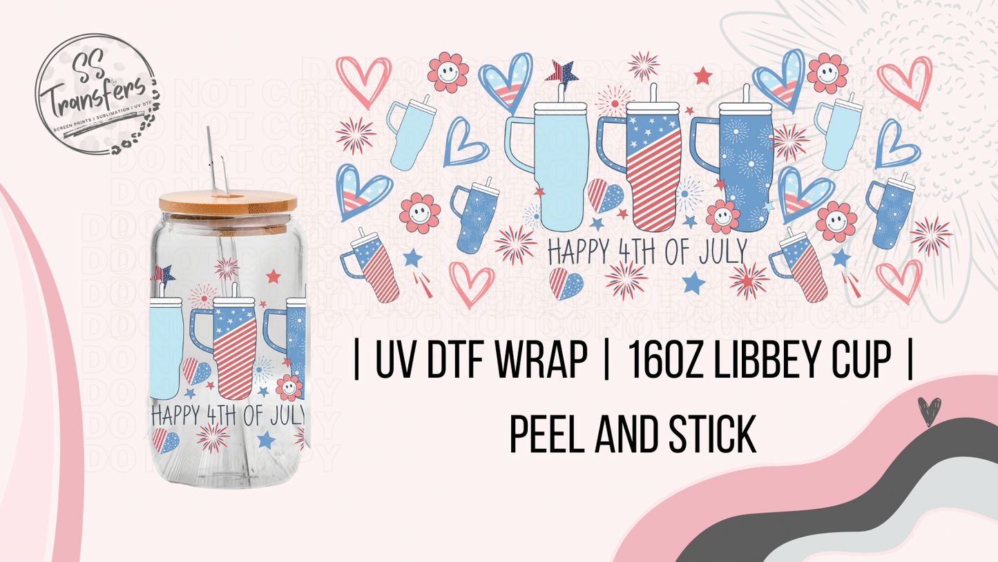 Happy 4th of July Cups Libbey UV Wrap