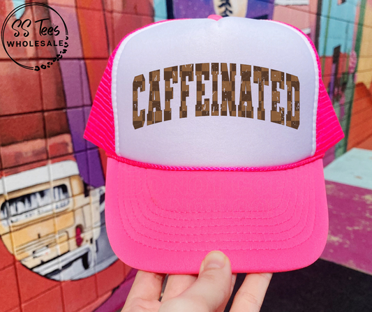 Caffeinated Checkered Foam Trucker Hat