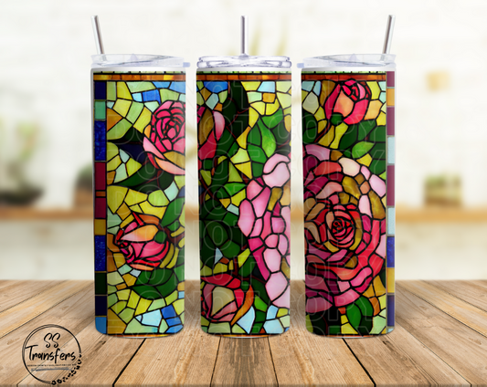 Stained Glass Flowers Sub Tumbler Transfer