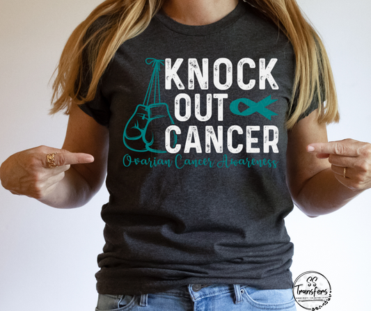 Knock Out Cancer Teal Ribbon DTF Transfer