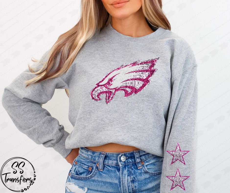 Faux Sequin Pink Eagle (w/star option) DTF Transfer