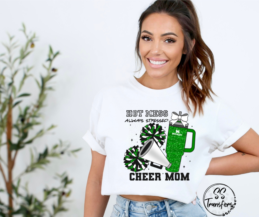 Hot Mess Cheer Mom (Multiple Color Combos) DTF Transfer