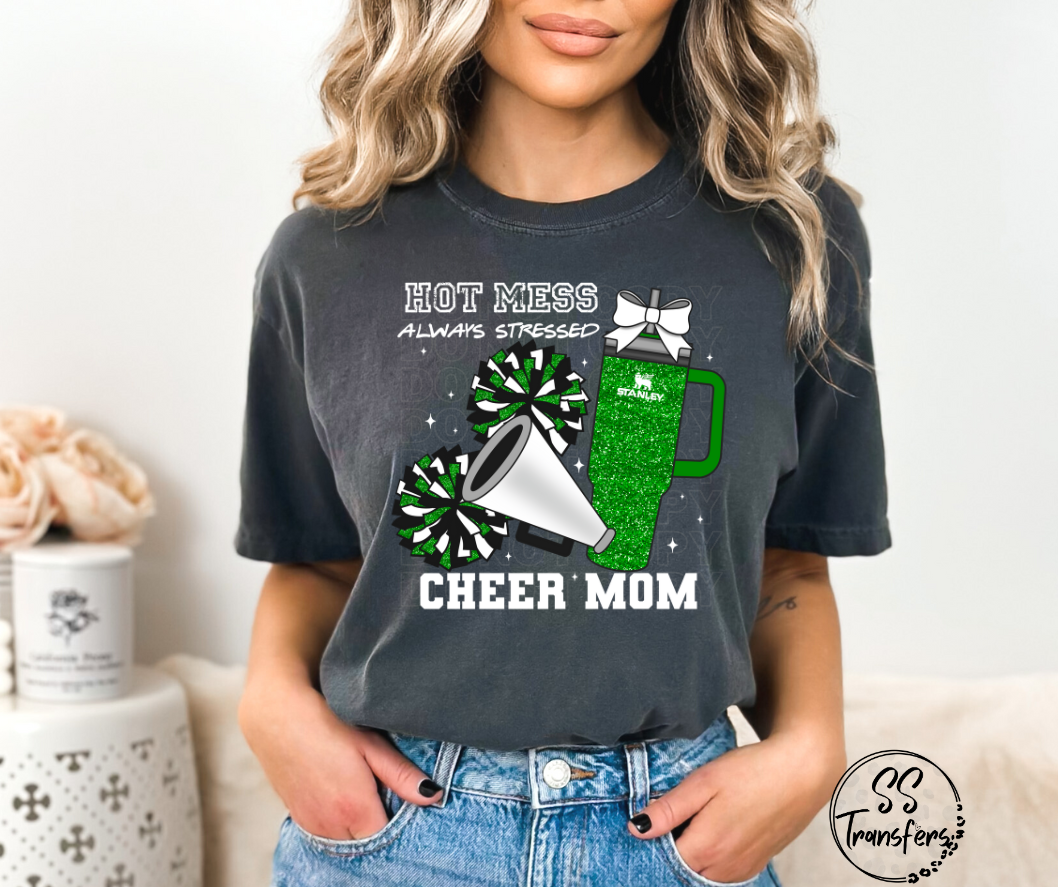 Hot Mess Cheer Mom (Multiple Color Combos) DTF Transfer