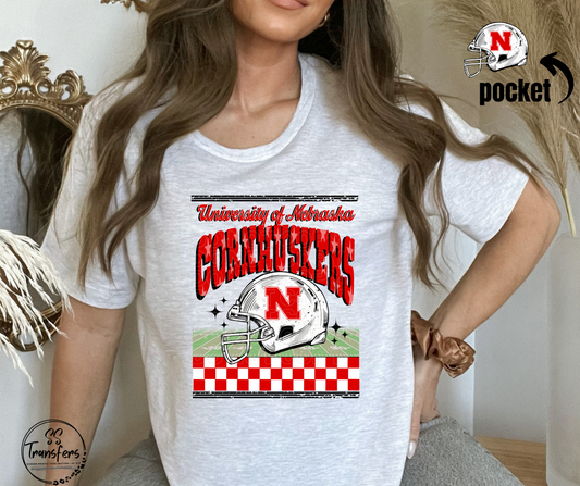 Checkered Nebraska (Pocket Included) DTF Transfer