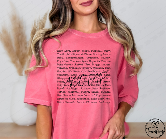 A C O T A R Words (Multiple Colors) DTF Transfer