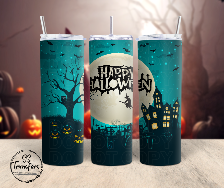 Happy Halloween Haunted House Sub Tumbler Transfer