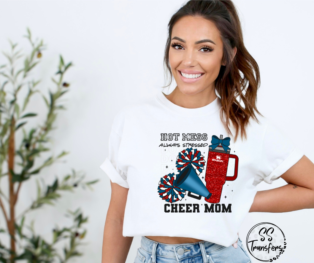 Hot Mess Cheer Mom (Multiple Color Combos) DTF Transfer